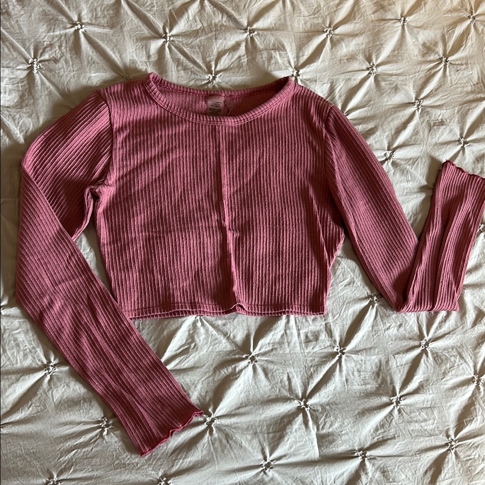 Lulu's Pink Ribbed Short Sleeve Tee